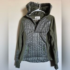 Kyodan Freedom Trail Army Green Quilted Fleece Puffer Pull Over Sweater Size S